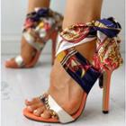 Print Fabric High Heel Sandals