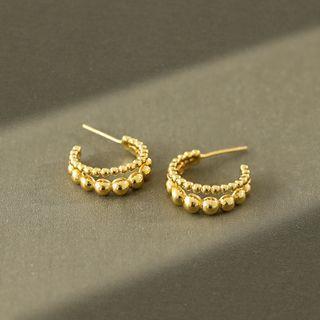 Layered Bead Half Hoop Earring