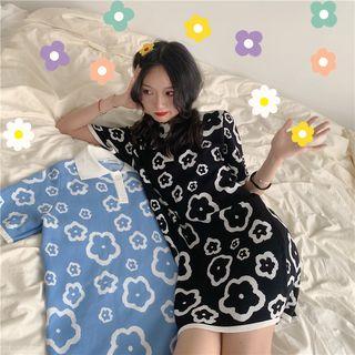 Flower Short-sleeve Polo Dress