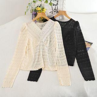 Lace V-neck Long Sleeve Top
