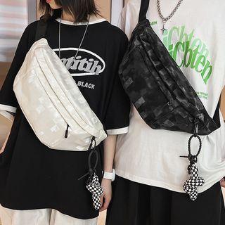 Set: Checkered Sling Bag + Bag Charm