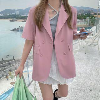 Elbow-sleeve Open-back Shirt