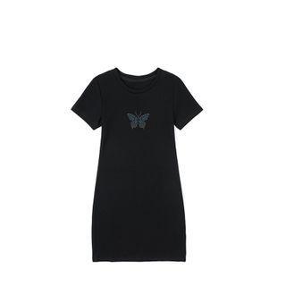 Butterfly Print Short-sleeve Mini T-shirt Dress