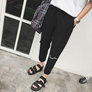 Drawstring Waist Letter Embroidered Pants