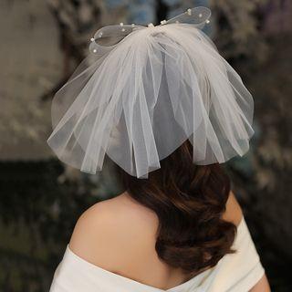 Mesh Bow Wedding Veil White - One Size