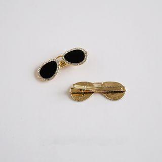 Rhinestone Alloy Sunglasses Hair Clip Black - One Size