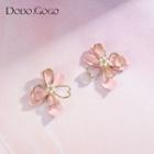 Flower Stud Earring 1 Pair - Gold & Pink - One Size