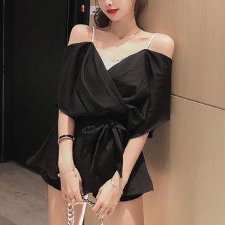 Mock Two-piece Lace-up Suspender Top