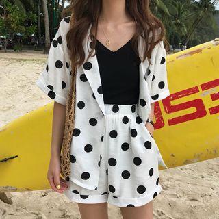 Dot Loose-fit Short-sleeve Shirt / High-waist Shorts