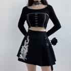 Dragon Embroidered A-line Mini Skirt