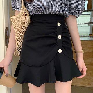 Mermaid Hem Button-up Mini Sheath Skirt