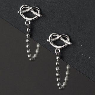 Knot Chained Sterling Silver Earring 1 Pair - Silver - One Size