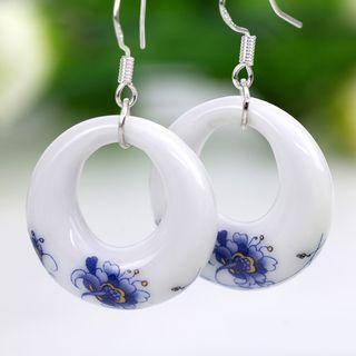 Print Ceramic Hoop Dangle Earring As Shown In Figure - One Size