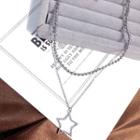 Alloy Star Pendant Layered Necklace Silver - One Size