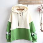 Two-tone Hoodie Green & Off-white - One Size