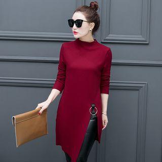 Fleece-lined Slit Knit Top