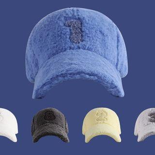 Numerical Faux Shearling Baseball Cap