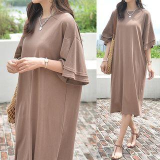Ruffle-layered Sleeve T-shirt Dress