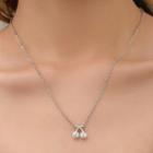 Rhinestone Cherry Pendant Necklace 283 - Platinum - One Size
