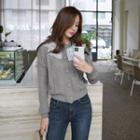 Lace-trim Cable-knit Cardigan