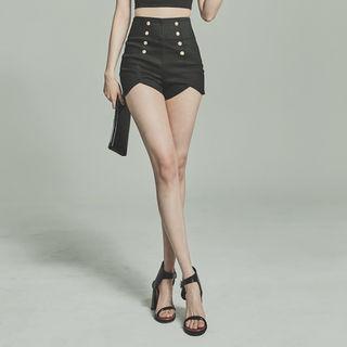 Buttoned-front Hot Pants
