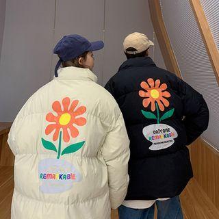 Flower Print Zip-up Jacket