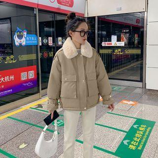 Fluffy Collar Cropped Padded Jacket