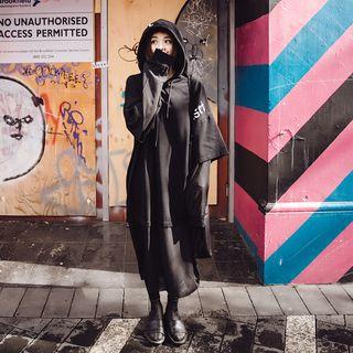 Mock Two-piece Lettering Midi Hoodie Dress