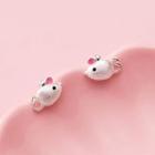Mouse Sterling Silver Earring 1 Pair - Silver & Pink - One Size
