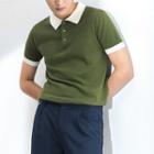 Color Block Short-sleeve Knitted Polo Shirt