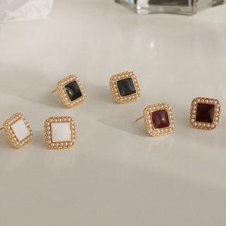 Faux Pearl Square Stud Earring / Clip-on Earring