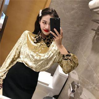 Leopard Velvet Long-sleeve Shirt
