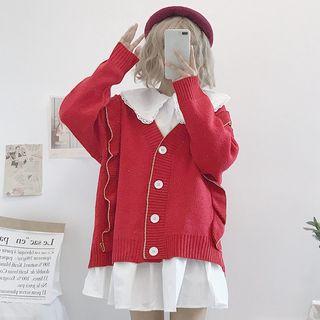 Ruffled Single-breasted Knit Vest