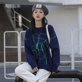 Bear Contrast Stitching Sweater