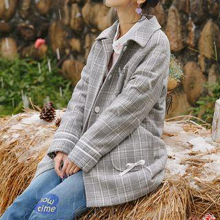 Printed Gingham Trench Coat