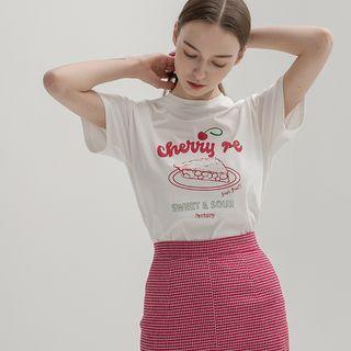 Letter Illustrated T-shirt Ivory - One Size