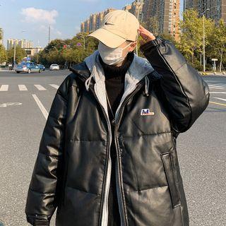Mock Two-piece Hooded Applique Jacket
