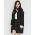 Funnel-neck Zip-up Cotton Coat