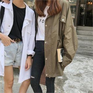 Drop-shoulder Flap-pocket Parka