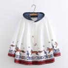 Fox Pattern Print Ear Accent Hooded Cape