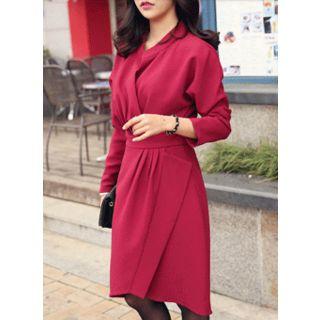 Open-placket Wrap-front Dress