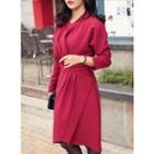 Open-placket Wrap-front Dress