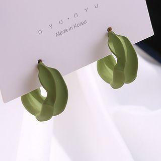 925 Sterling Silver Mini Hoop Earring 1 Pair - Green - One Size