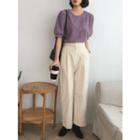 Band-waist Fleece Wide-leg Pants