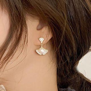 Shell Faux Pearl Dangle Earring 1 Pair - Gold - One Size
