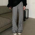 Plaid High-waist Wide-legs Pants