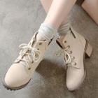 Lace-up Block-heel Ankle Boots