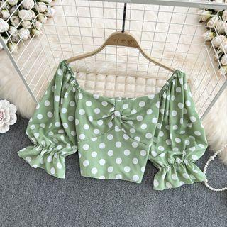 Square Neck Dotted Crop Blouse