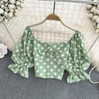 Square Neck Dotted Crop Blouse