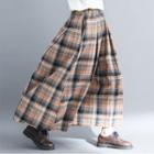 Plaid Maxi A-line Skirt